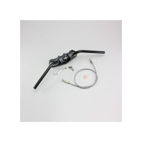 ZZR1400（〜11年 〜CBF） バーハンドルキット（ジュラルミンコンチ3型ハンドル）ブラック ブレーキホース オリジナル フルステンレス製 HURRICANE（ハリケーン）