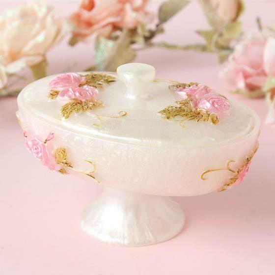 バラ雑貨 薔薇小物 ローズ柄 小物入れ ケース 卓上 蓋付