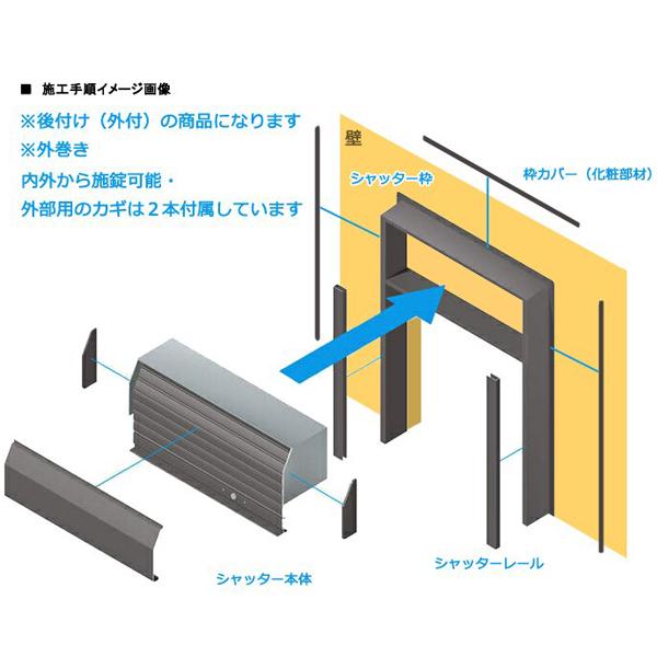 YKK 土間用 シャッター 横幅2994×高さ799までのフリーオーダータイプ 手動 ガレージ 倉庫 3方枠仕様_2