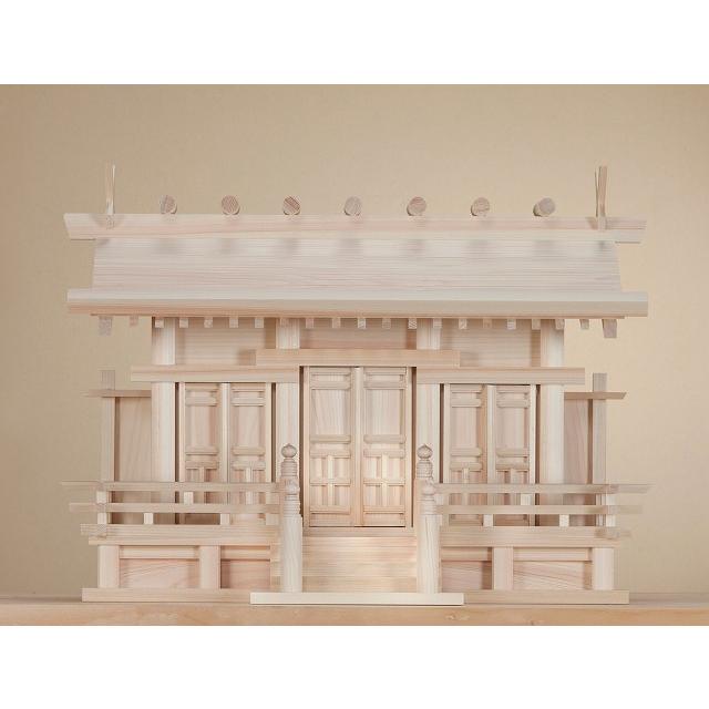 通し大屋根三社・小・唐戸 （ひのき） 横巾53×高さ40珊 【神棚】 ●お仏壇・仏具の浜屋 キッチン、日用品、文具-冠婚葬祭、宗教用品-神棚