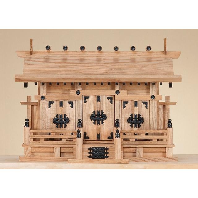 通し屋根三社・小　（新けやき） 横巾53×高さ38cm  ●お仏壇・仏具の浜屋