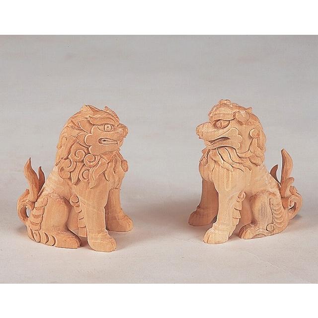 木彫こま犬 4寸 （材木） 【神具】 ●お仏壇・仏具の浜屋 神棚-冠婚葬祭、宗教用品