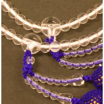 数珠（念珠） 水晶・紫水晶［四天］仕立 正絹頭付房 女性用2連 ○お