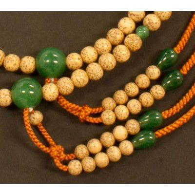 数珠（念珠） 真言宗用 星月菩提樹［海南島産］・翡翠（ヒスイ）仕立