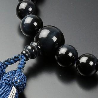 男性用片手京念珠 天然石 青虎目石（ブルータイガーアイ／ホークスアイ  