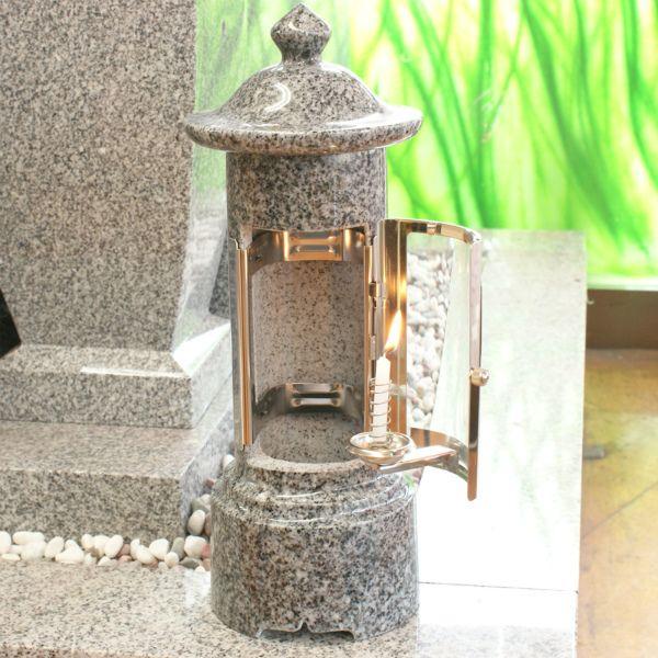 石のローソク立てガラス風防付 1型＜標準型＞ AG-98 1対 お墓・墓参り