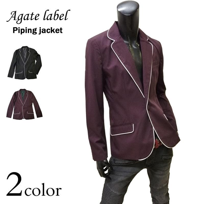 テーラードジャケット パイピング ブレザー 1b メンズ アウター 長袖 1つボタン センターベント サロン キレカジ 3l ブラック ワイン Hamlet 通販 Yahoo ショッピング