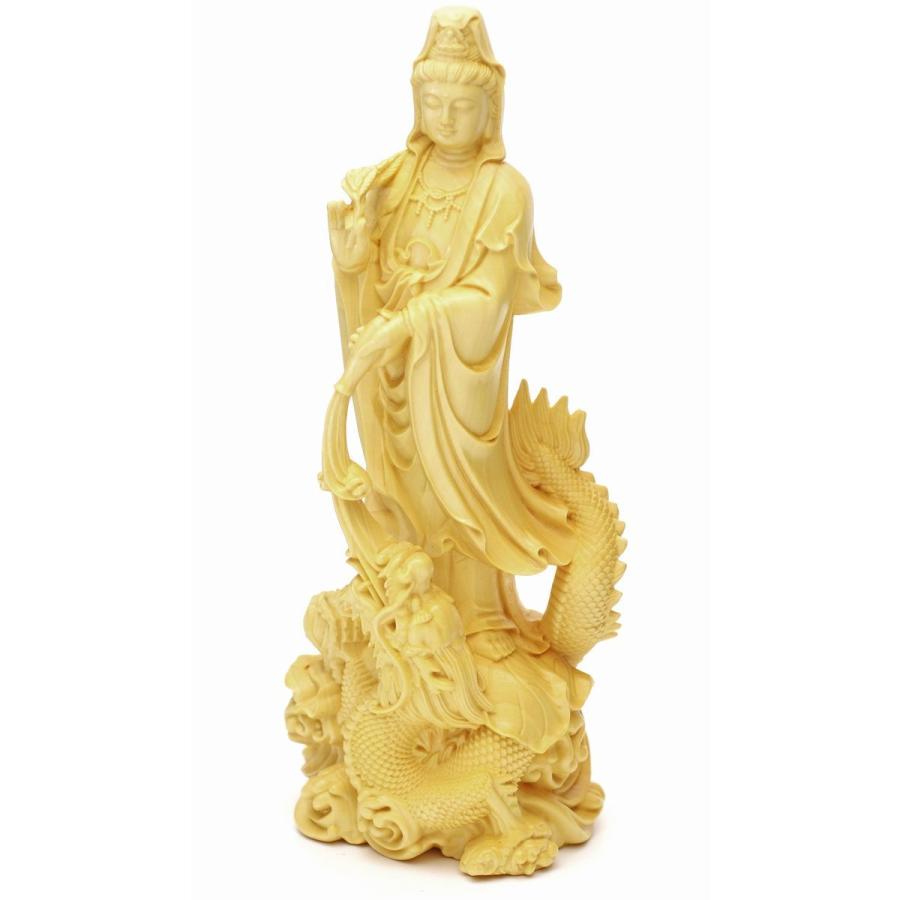 騎龍観音 17cm 天然木製(柘植ツゲ) 木彫仏像 龍神 龍乗観音 龍 騎龍観音 17cm 天然木製(柘植ツゲ) 木彫仏像 龍神 龍乗観音 龍