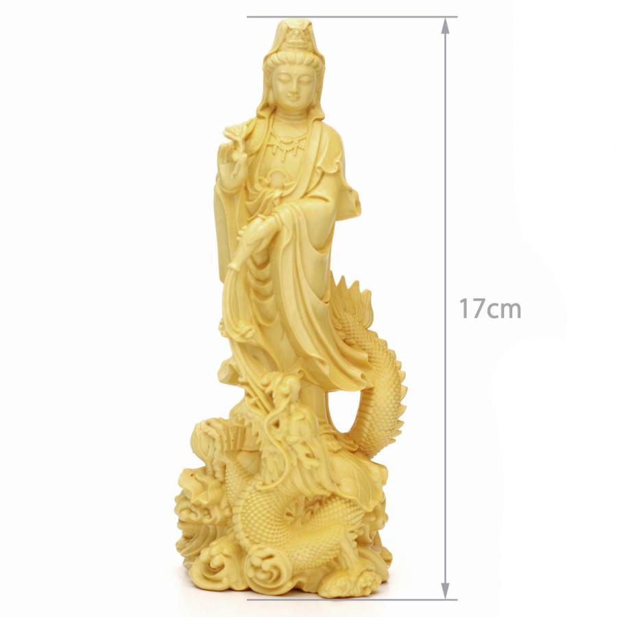 騎龍観音 17cm 天然木製(柘植ツゲ) 木彫仏像 龍神 龍乗観音 龍 騎龍観音 17cm 天然木製(柘植ツゲ) 木彫仏像 龍神 龍乗観音 龍