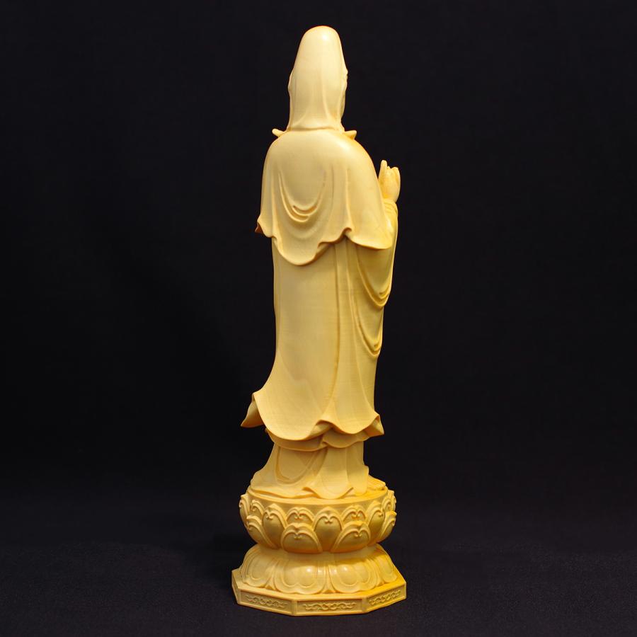 観音菩薩立像 20cm 天然木製(柘植ツゲ) 観音像 木彫仏像 観音菩薩立像 20cm 天然木製(柘植ツゲ) 観音像 木彫仏像