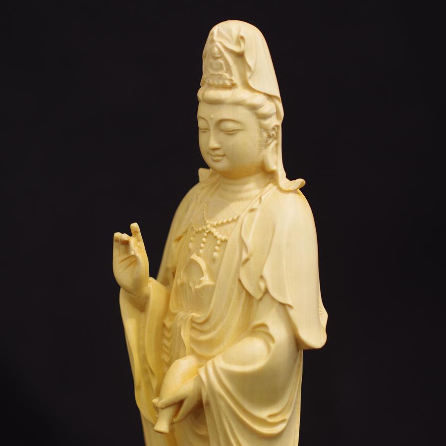 観音菩薩立像 20cm 天然木製(柘植ツゲ) 観音像 木彫仏像 観音菩薩立像 20cm 天然木製(柘植ツゲ) 観音像 木彫仏像