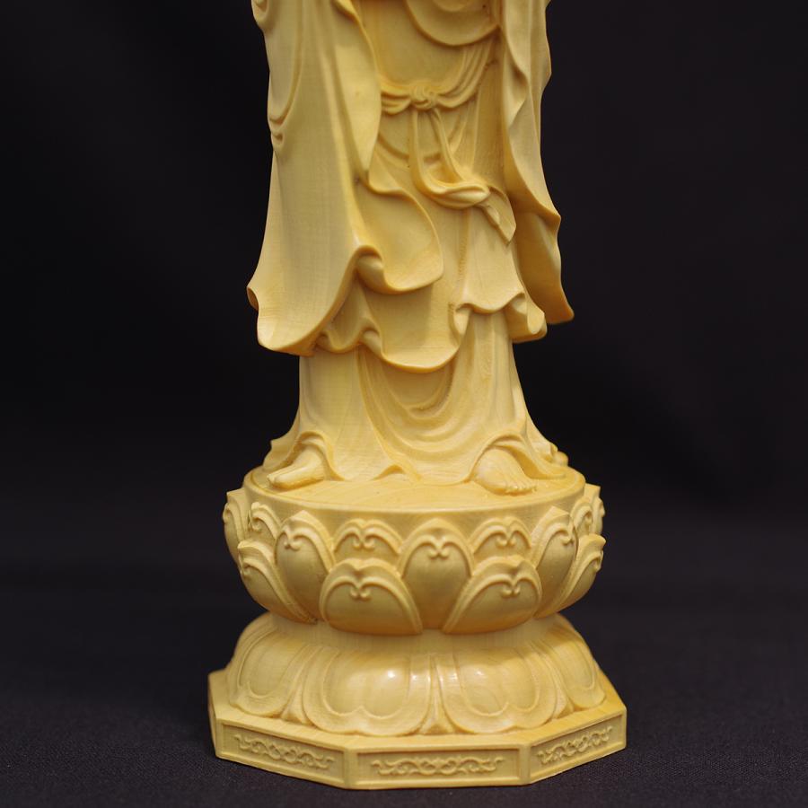 観音菩薩立像 20cm 天然木製(柘植ツゲ) 観音像 木彫仏像 観音菩薩立像 20cm 天然木製(柘植ツゲ) 観音像 木彫仏像