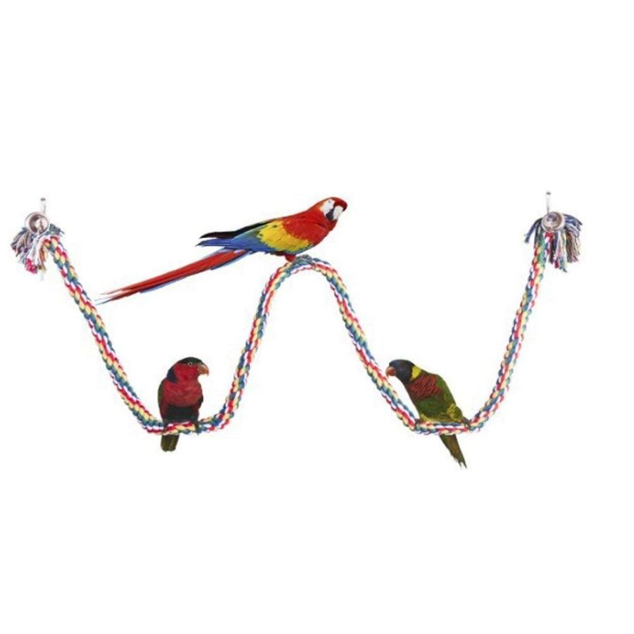 大中小型インコ ロープパーチ (1m) 布製止まり木 ブランコ ゆらゆら 脚