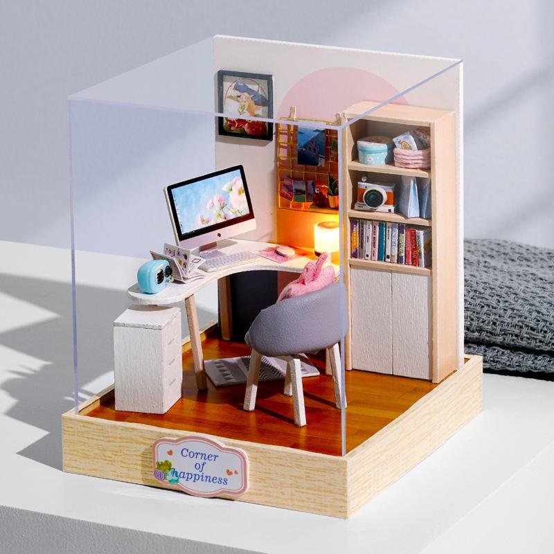 ミニチュア 木製デスク 書斎セット 小物　アンティーク　ドールハウス ドールハウス 製作キット 手作りキット クラフトセット ミニチュア