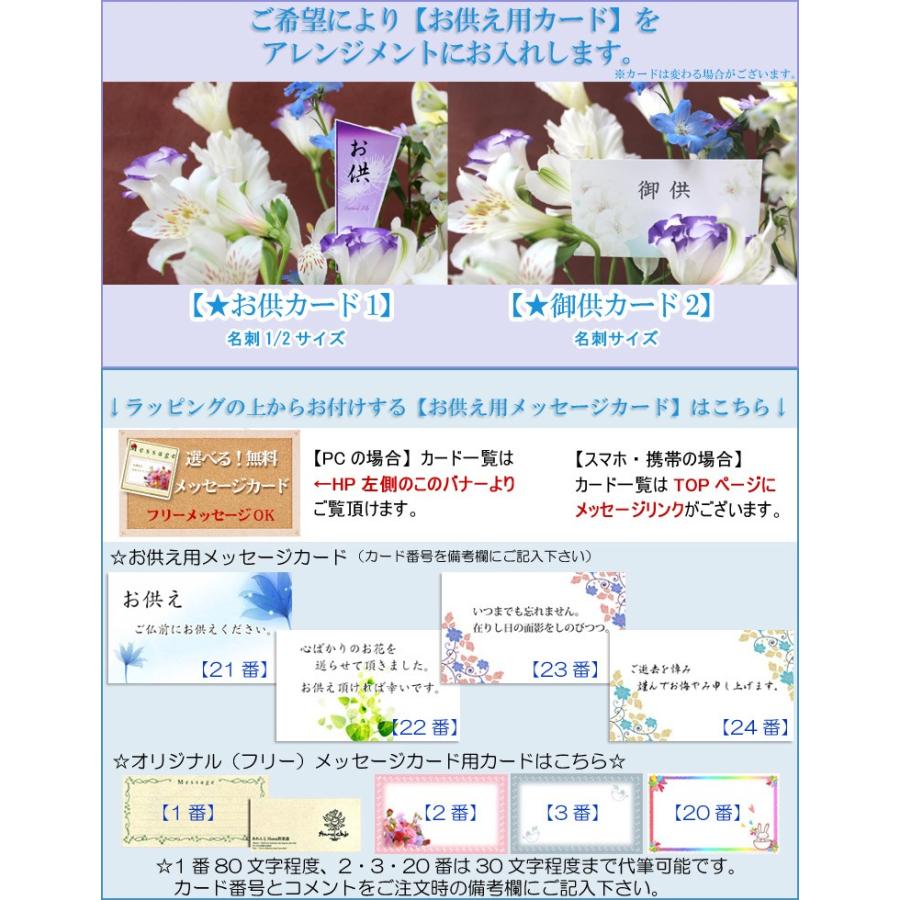 あすつく対応 14時まで 送料無料 一部地域を除く 生花 お供え用 母の日 お悔やみ 法事 ペット お盆 店長におまかせ リボン入りアレンジ Sサイズ｜hana-club｜13