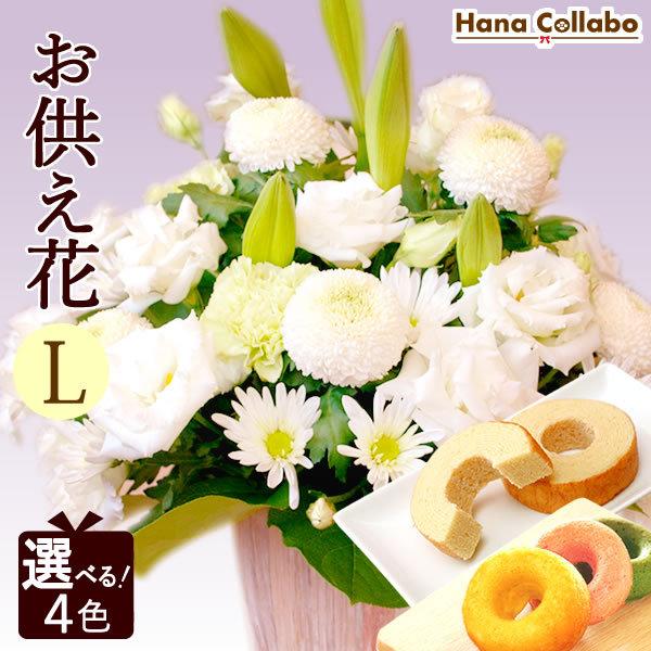 21春夏新作 お供え 花 お菓子 お悔やみ アレンジメント スイーツ 仏花 お供え物 飾り 花束 法事 お盆 初盆 お彼岸 和菓子 法要 命日 トルコキキョウ L
