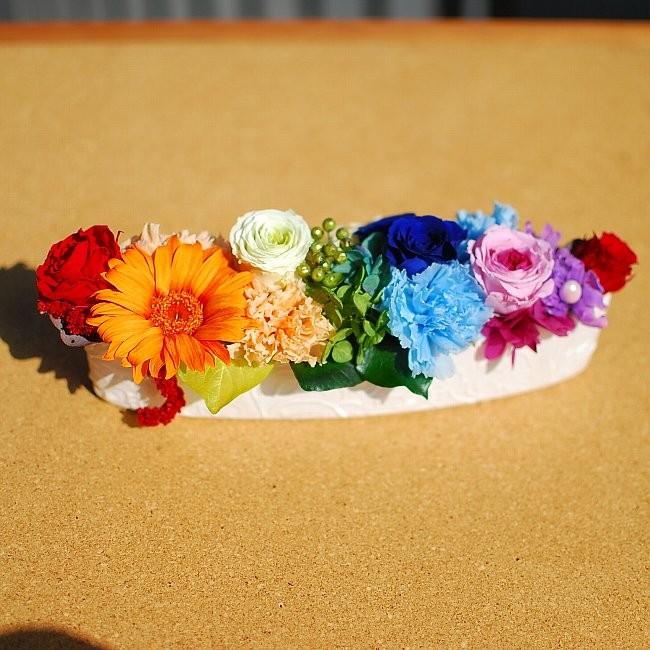 プリザーブドフラワー 虹色アレンジ RainbowDrops お祝いに