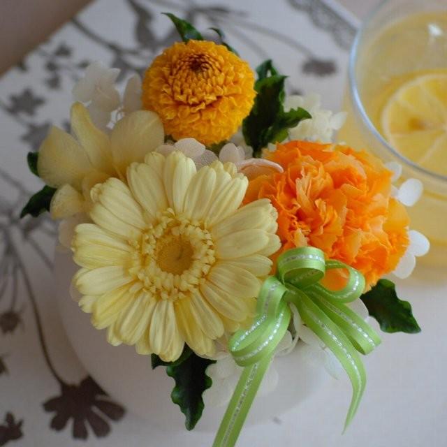 プリザーブドフラワー ガーベラアレンジ Sweet ピンク 黄色 白/ケース