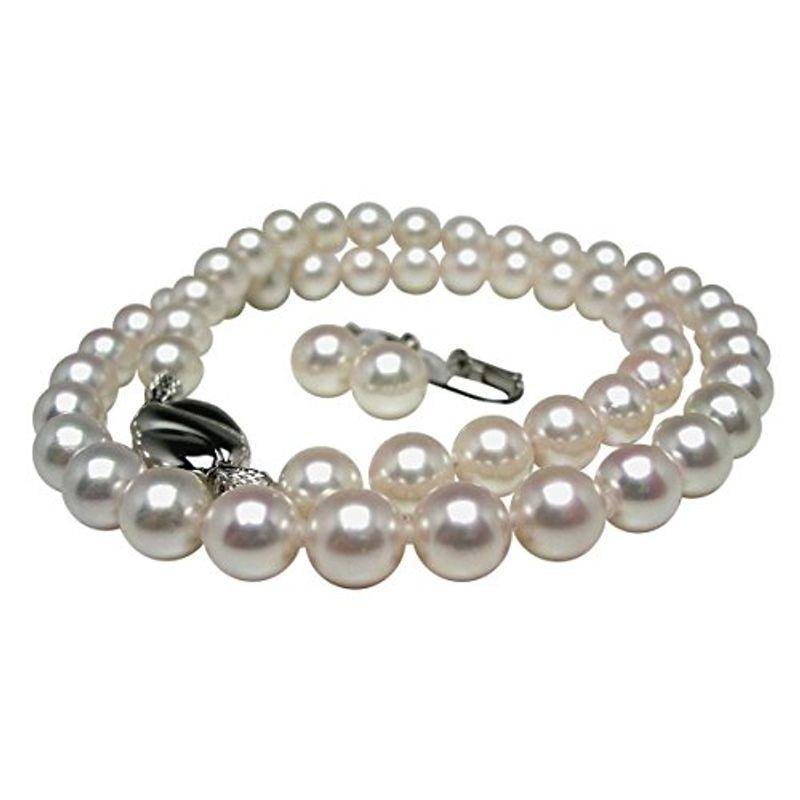 Isowa Pearl（伊勢志摩の真珠専門店 イソワパール） アコヤ真珠 ネックレス イヤリング セット 7.0-7.5mm ホワイトピンク