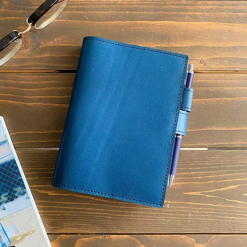 Paidia A6 手帳カバー 本革 革 レザー かっこいい 手帳カバー 在宅 勤務 グッズ おしゃれ 栃木レザー P076nv ネイビー Hana 通販 Yahoo ショッピング