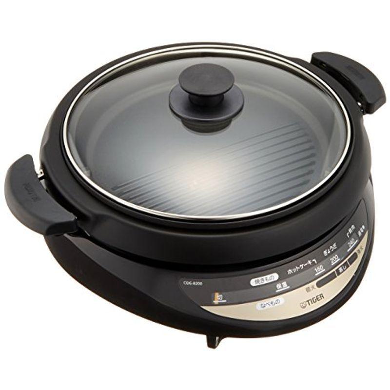 タイガー グリル鍋 3.7L プレート 2枚 タイプ 深鍋 焼肉 プレート 蒸し台 蓋 付き ブラウン CQG-B200-T