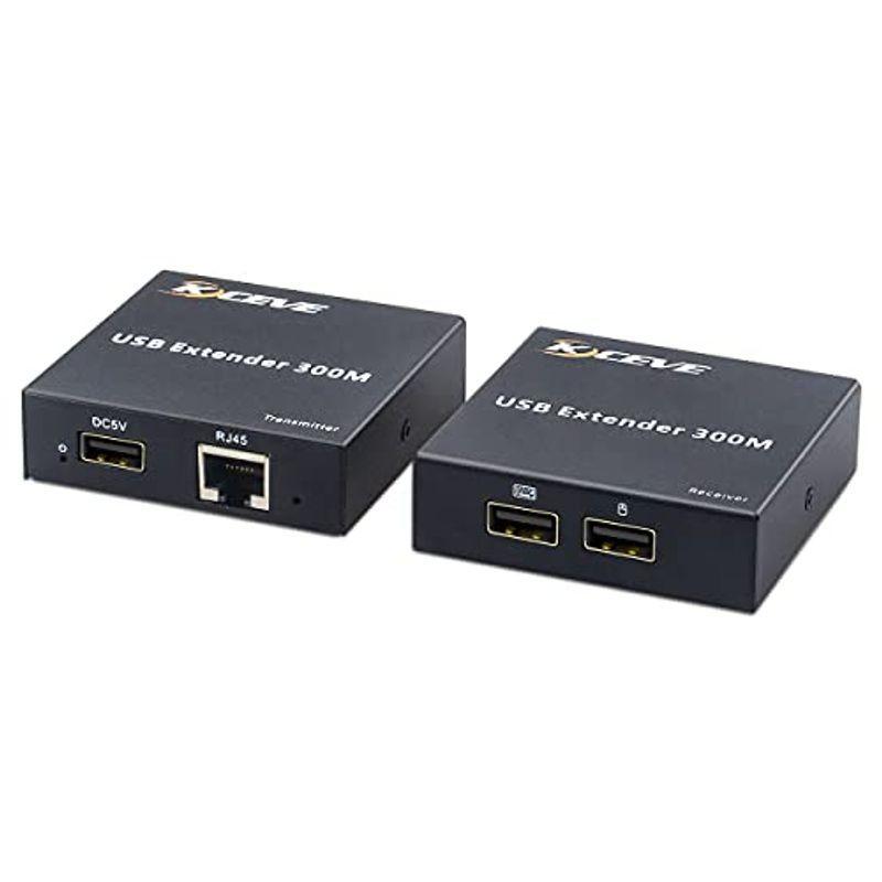 KCEVE USB 延長器 300m USB エクステンダー、USBキーボードマウス、データ転送、CAT 5e/6/7ケーブルを介した最大3