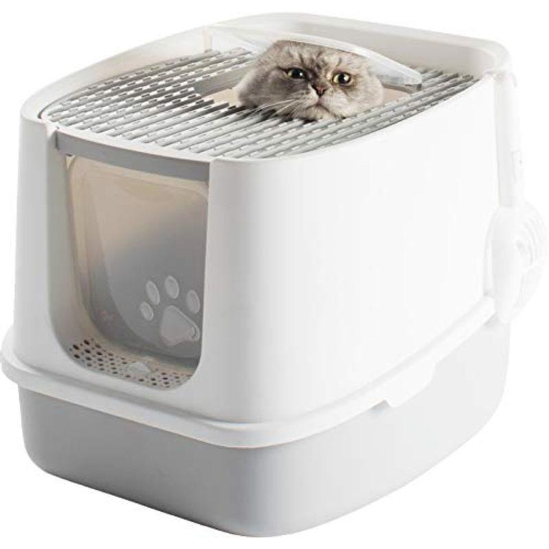 SunRuck サンルック ツードア猫トイレ 本体 フルカバー 活性炭フィルター付き 飛び散り防止 キャットトイレ 2ドアタイプ 猫用トイレ