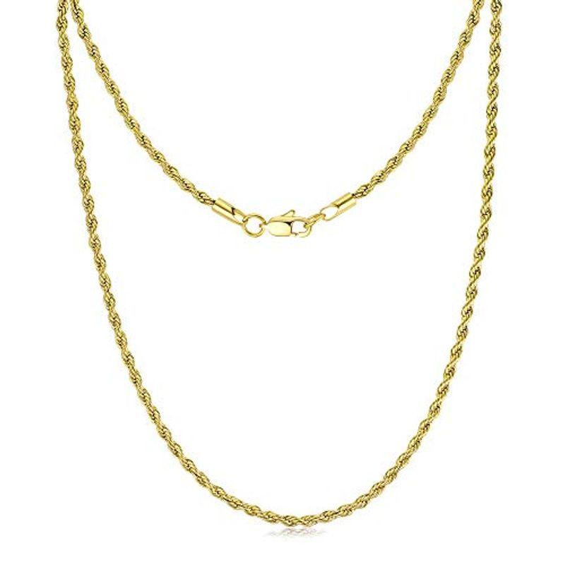 Fosirロープチェーンネックレスメンズゴールドメッキ金18kステンレス幅 3mm長さ 60cm Hana 通販 Yahoo ショッピング