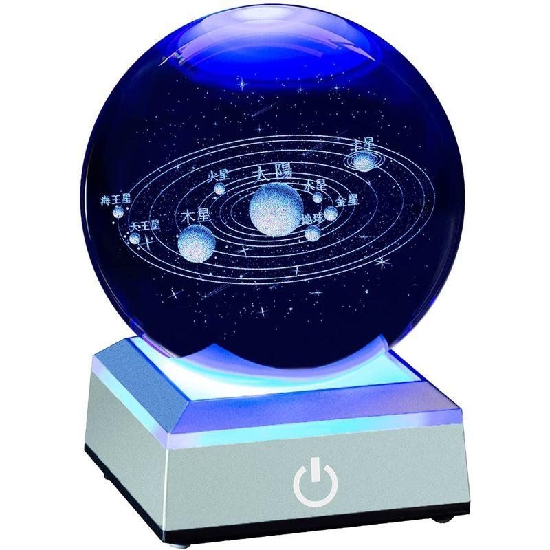 宇宙 クリスタルボール 80 mm 太陽系 模型 癒しグッズ クリスタル 置物 