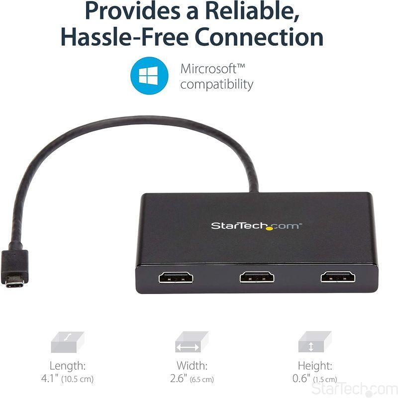 StarTech.com USB-C - HDMIマルチモニターアダプタ 3ポートMSTハブ 4K