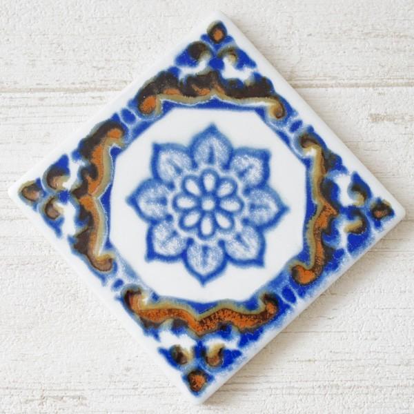 美濃焼ヴィクトリアデザインタイル アジアン 8.5cm角 1枚 : 花飾る雑貨
