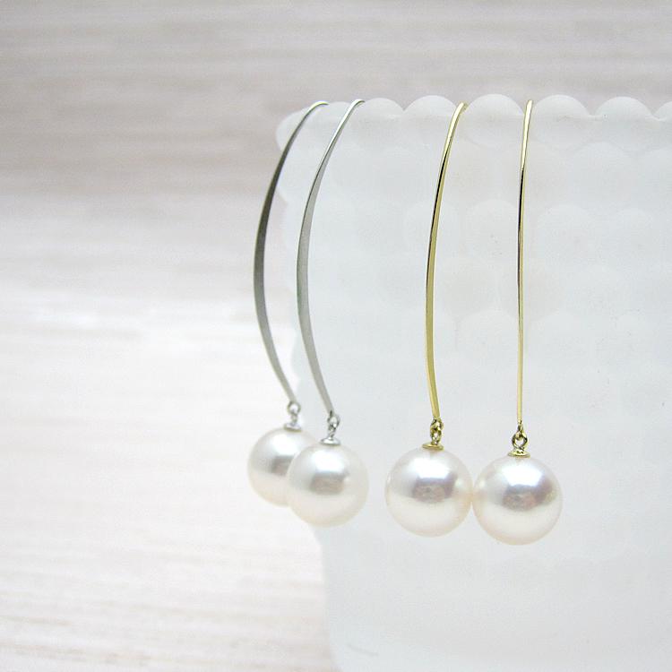 パール アコヤ 真珠 マーキス フック ピアス 8.0mm K18 / K14WG パール アコヤ 真珠 マーキス フック ピアス 8.0mm K18 / K14WG