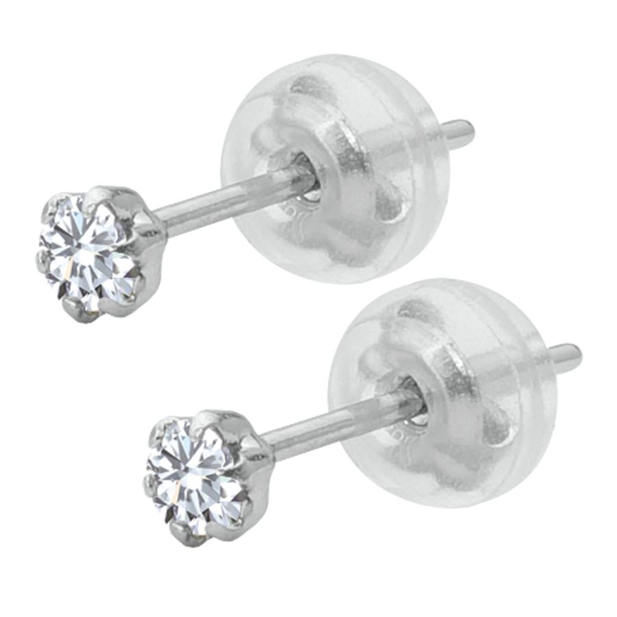 プラチナ ダイヤモンド ピアス 計0.1ct Pt900 六本爪 一粒ダイヤ