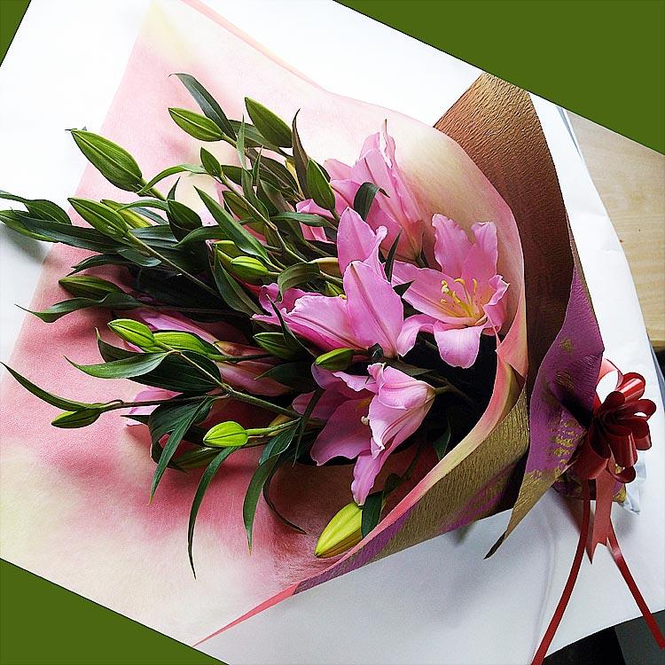 ピンク ゆり花束 父の日 豪華さと香りの百合 フラワーギフト