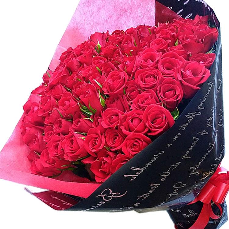 バラ 花束 99本 永遠の愛 告白 結婚式 花 ロングサイズ長さ 深紅 父の