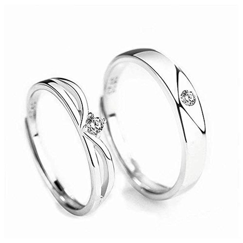 MIKAMU 愛の証 ペアリング ジュエリーレディースリング メンズリング シルバー925 純銀製 キラキラ 結婚指輪 婚約指輪 恋人 ２個