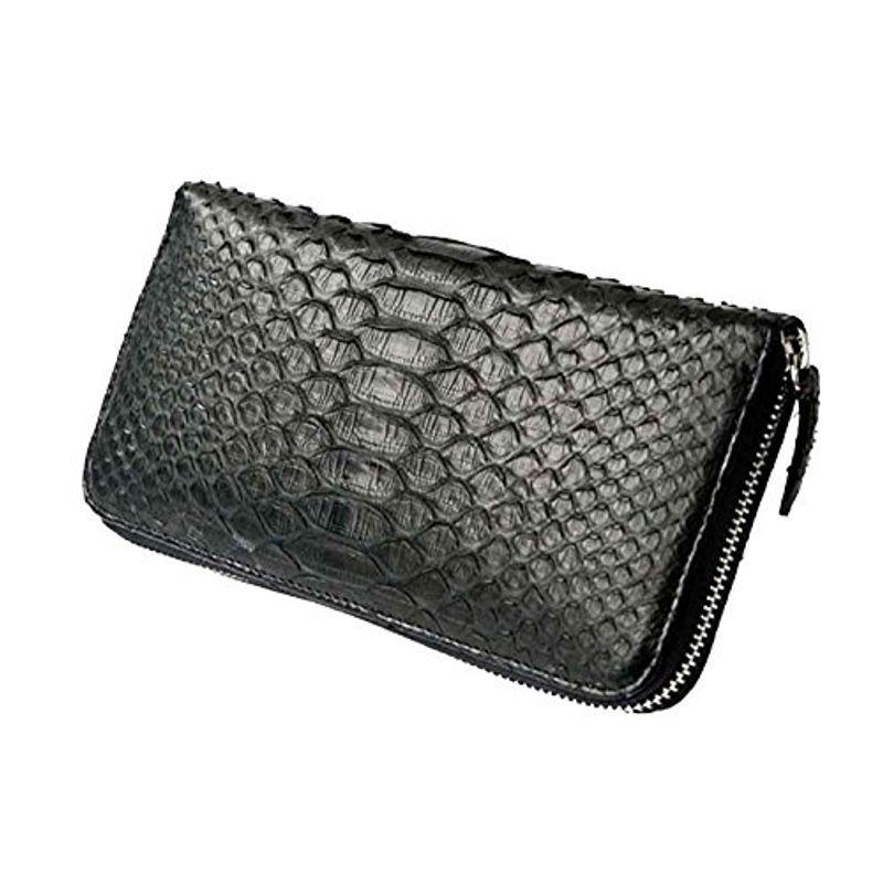 GODANE (ゴダン) ダイヤモンドパイソンラウンドファスナー長財布sppw8005cl/BK ブラック/ 黒