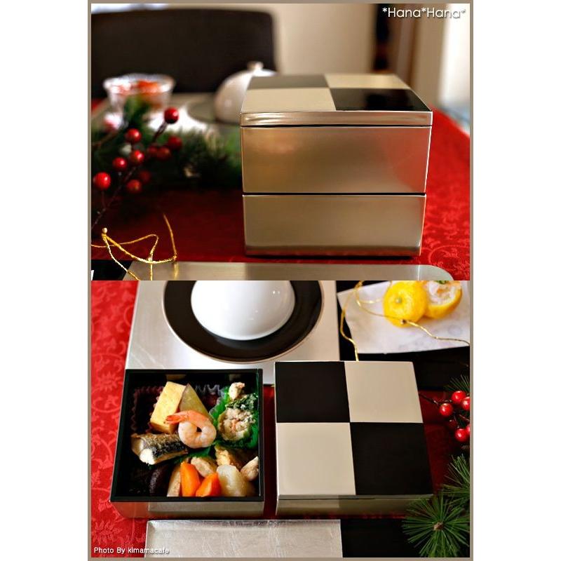 在庫限り／ 和食器 食器 漆器 重箱 お重 市松模様 小さい ミニおせち