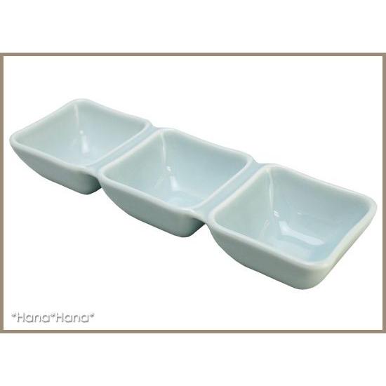在庫限り／食器 美濃焼 仕切皿 3連 小鉢 長角トリプルプレート 21.5cm