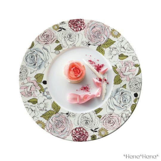 食器 美濃焼 磁器 皿 大皿 アラカルトプレート 花柄 アート エレガント