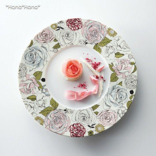食器 美濃焼 磁器 皿 大皿 アラカルトプレート 花柄 アート