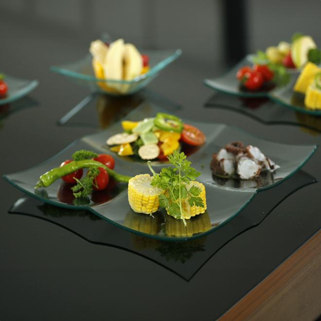 ガラス皿プレート葡萄紋様グリーン21cm