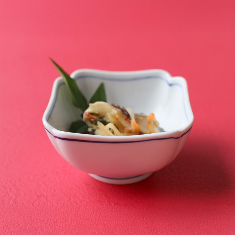 白磁一本線 木瓜（木甲もっこう） 角型小付 ミニ小鉢 8cm 波佐見焼