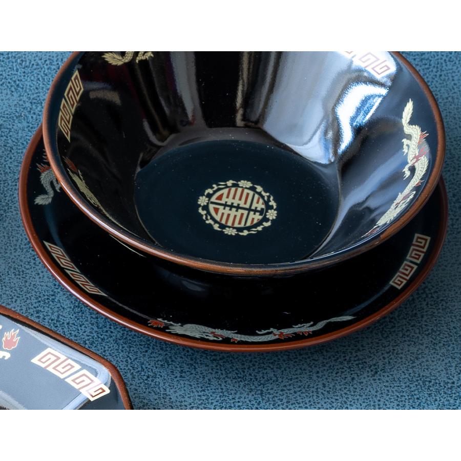 天目金彩竜 ラーメン受け皿 21.4cm 美濃焼 ブラック 黒 かわいい