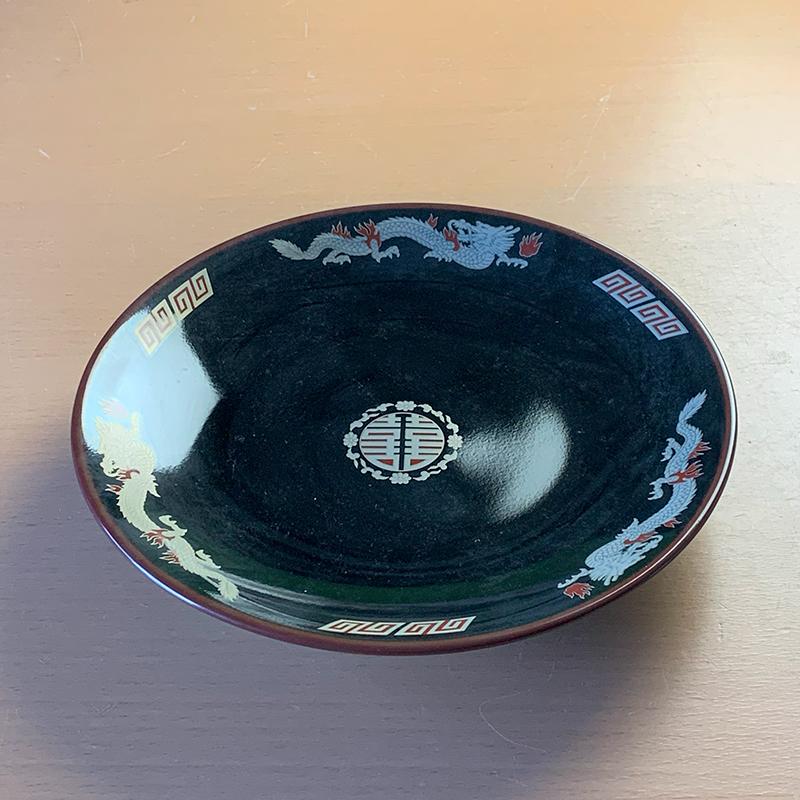 天目金彩竜 ラーメン受け皿 21.4cm 美濃焼 ブラック 黒 かわいい