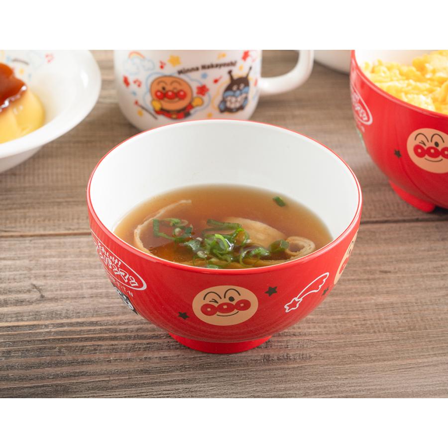 金正陶器 アンパンマン（なかよし）塗汁椀M（レッド）330ml レンジ対応