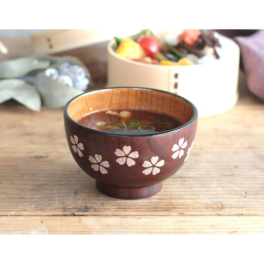在庫限り／ 桜ちらし 汁椀 11.3cm 内艶有り木製 300ml // 和食器 食器