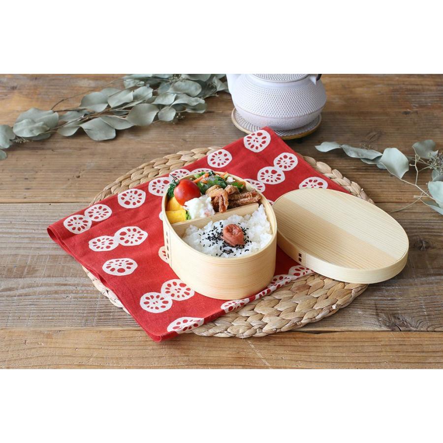 在庫限り／ 曲げわっぱ 弁当箱 白木 楕円 17.7cm 仕切り付き 650ml