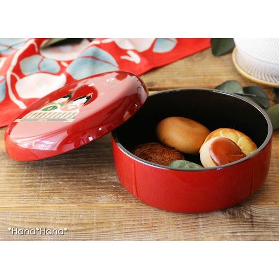 在庫限り／ 食器 和食器 漆器 菓子鉢(ふた付き) 17cm 桃の節句 お正月