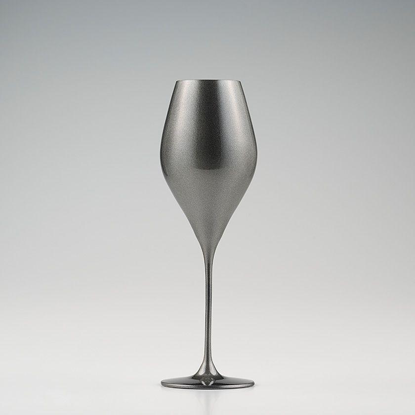 カラーズ メタリックグレー ツル 15oz ワイングラス 450ml 1 ガラス漆